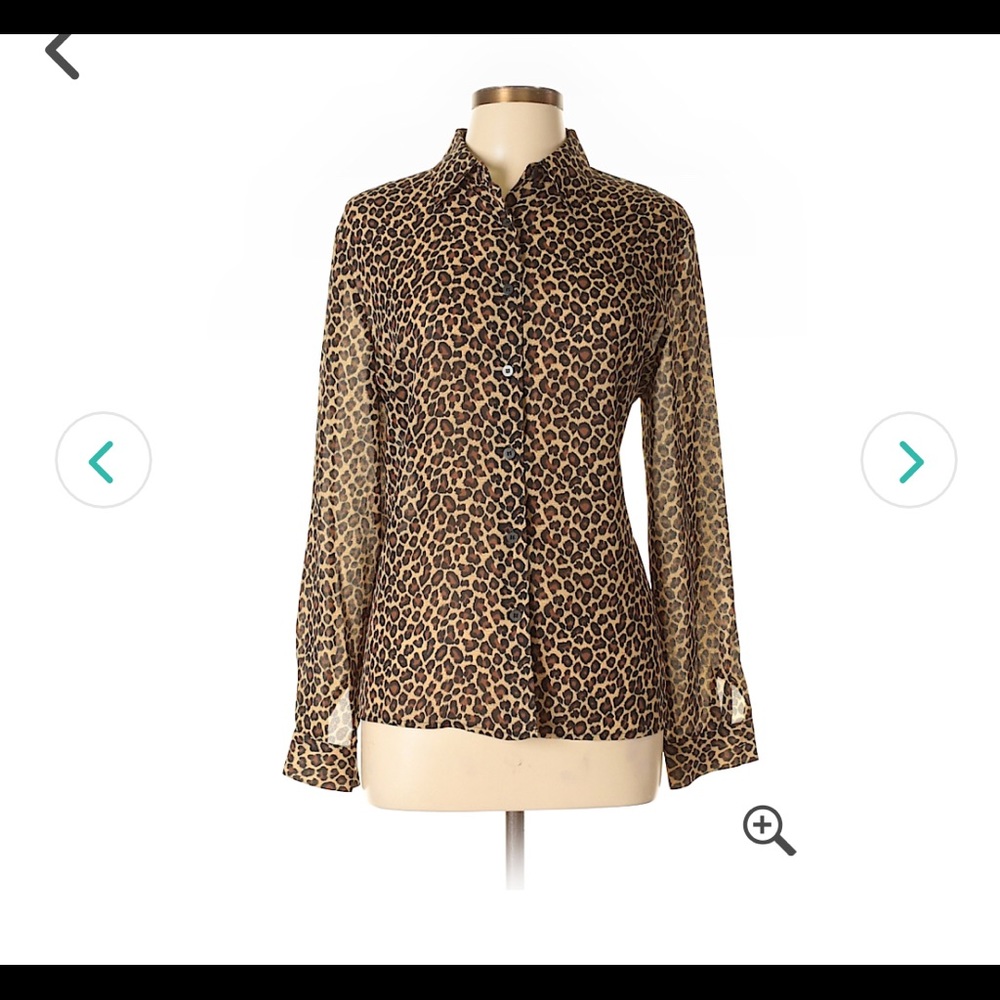 Leopard print button down blouse